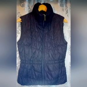 Coldwater Creek Puffy Vest Zip Coat Navy Blue with hint of sparkle Size XS